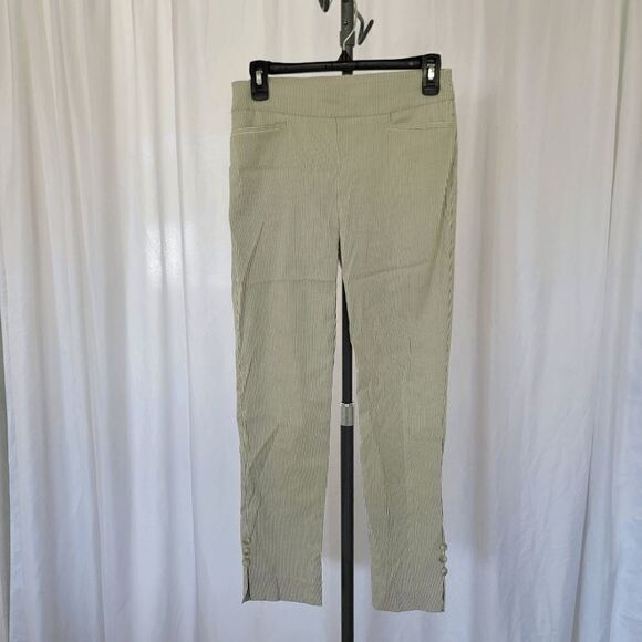 Chico's women's green striped pullon stretch pants size 2R - Picture 5 of 8